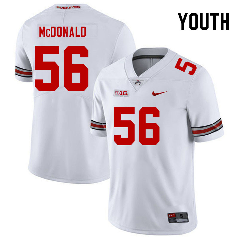 Youth #56 Kayden McDonald Ohio State Buckeyes College Football Jerseys Stitched Sale-White
